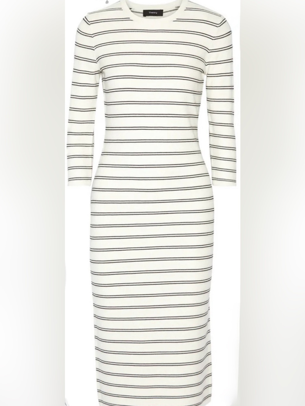 Theory Classic Striped Bodycon Dress - White with Black Stripes